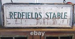 Early Primitive Wooden Redfields Stable Hanging Framed Sign Original Old Paint
