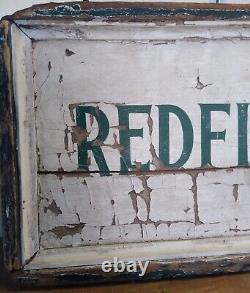 Early Primitive Wooden Redfields Stable Hanging Framed Sign Original Old Paint