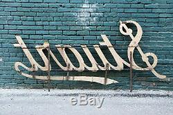 Early STUART Jewelry Store Watches Antique Wood Trade Sign Metal Brackets Old