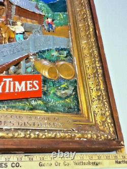 Early times whiskey bourbon bar sign chalkware wall framed chalk vintage old 1