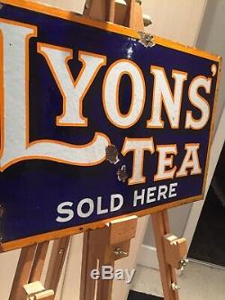 Enamel Sign Lyons Tea Antique Advertising Original Old Rare Collectable Vintage