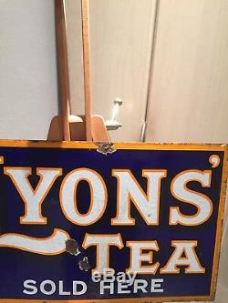 Enamel Sign Lyons Tea Antique Advertising Original Old Rare Collectable Vintage