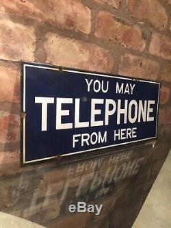 Enamel Sign Telephone Antique Old Original Rare Old Collectable D/sided Vintage