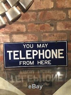 Enamel Sign Telephone Antique Old Original Rare Old Collectable D/sided Vintage
