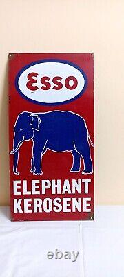 Esso Elephant Kerosene Antique Vintage Advt Tin Enamel Porcelain Sign Board Old