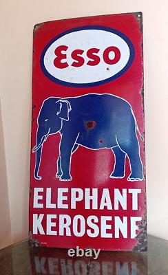 Esso Elephant Kerosene Antique Vintage Advt Tin Enamel Porcelain Sign Board Old