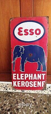 Esso Elephant Kerosene Antique Vintage Advt Tin Enamel Porcelain Sign Board Old