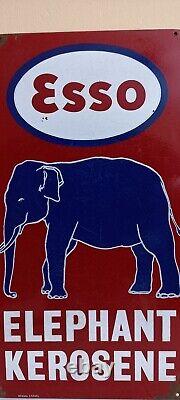 Esso Elephant Kerosene Antique Vintage Advt Tin Enamel Porcelain Sign Board Old