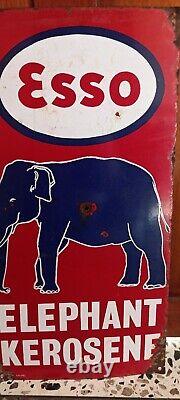 Esso Elephant Kerosene Antique Vintage Advt Tin Enamel Porcelain Sign Board Old