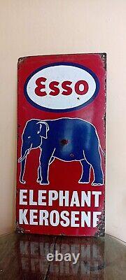 Esso Elephant Kerosene Antique Vintage Advt Tin Enamel Porcelain Sign Board Old