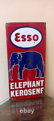 Esso Elephant Kerosene Antique Vintage Advt Tin Enamel Porcelain Sign Board Old