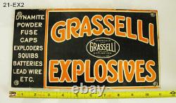 Explosives Sign Rare Grasselli Explosives Antique Old Steel Porcelain Mining