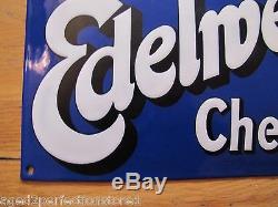 Exquisite Antique EDELWEISS CHEESE Sign'Highly digestible' porcelain enamel Old