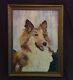 Fine 1947 Old Oil On Canvas Board Painting Collie Dog Vtq Atq Oil Dog Signedah