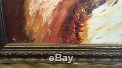 FINE 1947 OLD OIL ON CANVAS BOARD PAINTING COLLIE DOG Vtq Atq oil dog signedAH