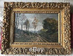 FINE OLD MASTER LANDSCAPE OIL PAINTING ANTIQUE 19th Century GOLD STUCCO FRAME