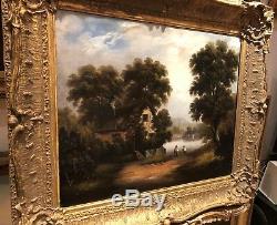 FINE ORIGINAL ANTIQUE 18thCENTURY BRITISH OLD MASTER OIL PAINTING ROMANTIC SCENE