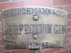 FLEISCHMANN & CO PERFECTION GIN SYLVAN GROVE RYE CINCINNATI Old Sign Bung Hammer