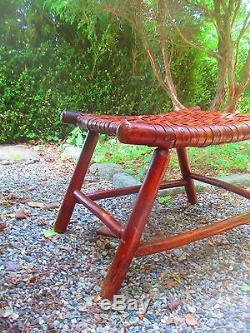 FOOT STOOL 1920's 30's ADIRONDACK signed OLD HICKORY genuine PATINA original