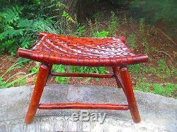 FOOT STOOL 1920's 30's ADIRONDACK signed OLD HICKORY genuine PATINA original