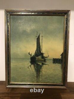 FREDRICK IMMER PENTWATER MICHIGAN OIL PAINTING Antique Old Original Listed