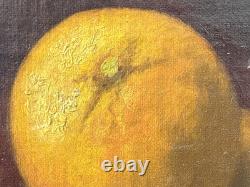 Fine Antique Old 19th c. Floral Flowers Fruit Still Life Oil Painting, Signed