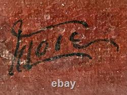 Fine Antique Old 19th c. Floral Flowers Fruit Still Life Oil Painting, Signed