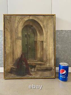 Fine Antique Old 19th c. French Orientalist Tunis Oil Painting, Signed 1893