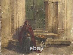 Fine Antique Old 19th c. French Orientalist Tunis Oil Painting, Signed 1893