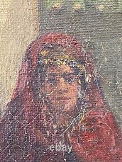 Fine Antique Old 19th c. French Orientalist Tunis Oil Painting, Signed 1893