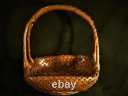 Fine Antique Old Japanese signed Japan IKEBANA Woven Intricate Asian BASKET