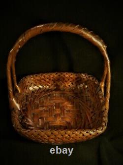 Fine Antique Old Japanese signed Japan IKEBANA Woven Intricate Asian BASKET