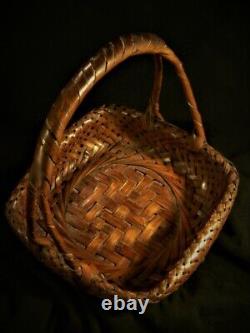 Fine Antique Old Japanese signed Japan IKEBANA Woven Intricate Asian BASKET