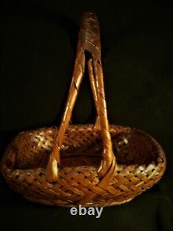 Fine Antique Old Japanese signed Japan IKEBANA Woven Intricate Asian BASKET