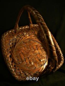 Fine Antique Old Japanese signed Japan IKEBANA Woven Intricate Asian BASKET