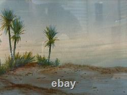 Fine Antique Old ORIENTALIST Arab Desert Landscape Painting, Signed 1920s