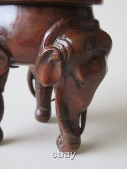 Fine Old Signed Chinese Patinated Bronze Elephant Head Censer - Incense Burner