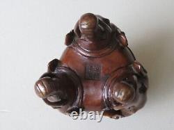 Fine Old Signed Chinese Patinated Bronze Elephant Head Censer - Incense Burner