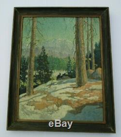 Finest Hernando Villa Landscape Painting Antique American Winter Mountains Old