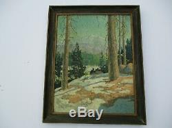 Finest Hernando Villa Landscape Painting Antique American Winter Mountains Old