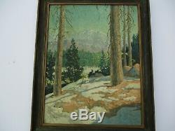 Finest Hernando Villa Landscape Painting Antique American Winter Mountains Old