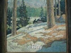 Finest Hernando Villa Landscape Painting Antique American Winter Mountains Old