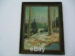 Finest Hernando Villa Landscape Painting Antique American Winter Mountains Old