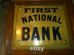 First National Bank Plaque brass sign old architectural salvage antique original