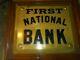 First National Bank Plaque Brass Sign Old Architectural Salvage Antique Original