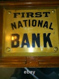 First National Bank Plaque brass sign old architectural salvage antique original