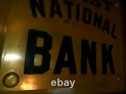 First National Bank Plaque brass sign old architectural salvage antique original