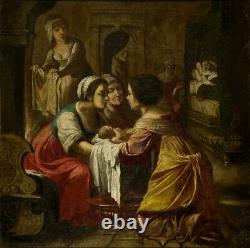 Flemish Renaissance Religious Old Master Saint 1600's Large Antique Oil Painting