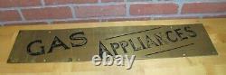 GAS APPLIANCES Antique Hardware Store Brass Advertising Sign Door Push Kickplate