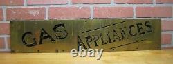 GAS APPLIANCES Antique Hardware Store Brass Advertising Sign Door Push Kickplate